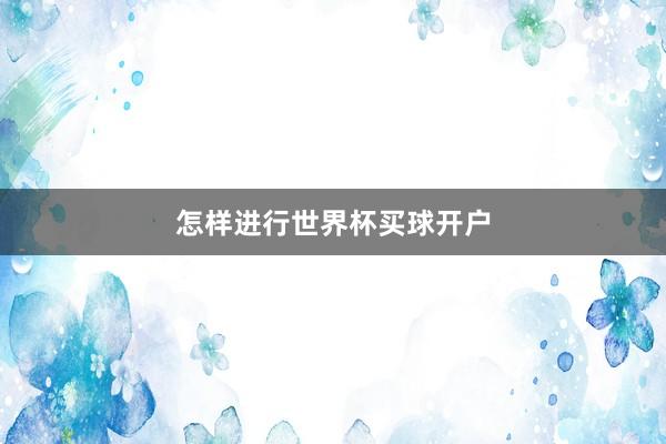 怎样进行世界杯买球开户